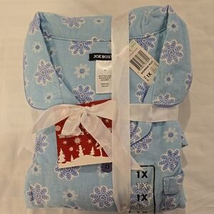 Joe Boxer Light Blue Snowflake Womens XL Flannel Pajama Set